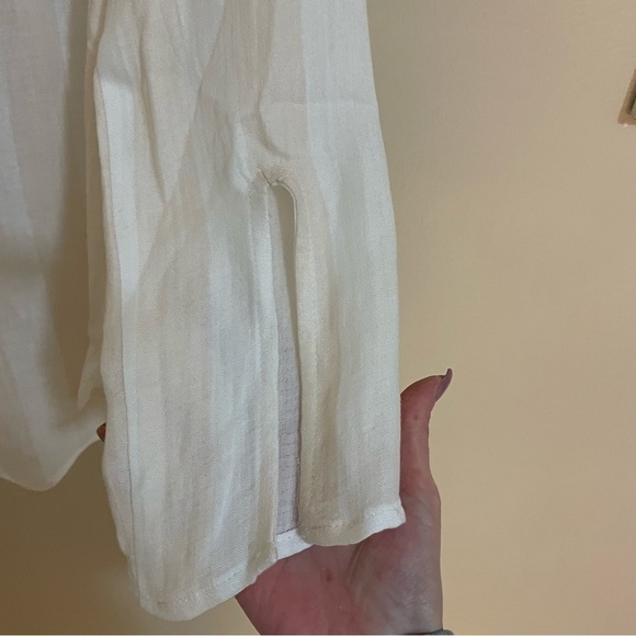 𝅺melissa Neptune Fisher High Low Wide Stripe Split Sleeve Button down Shirt - Picture 6 of 9